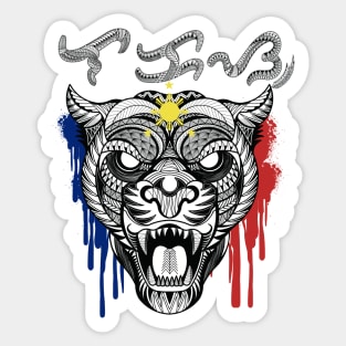 Tribal line Art Tiger / Baybayin word Lakas (Strength) Sticker